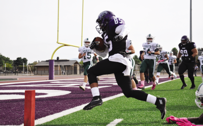 SJCC wide receiver, Nakai McGowan runs into the end zone for the first touchdown of the game on Oct. 24 at SJCC.