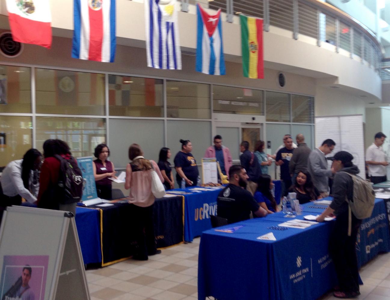 Representatives from universities and colleges lined up to meet students inside the Student Services Center on Oct. 9.