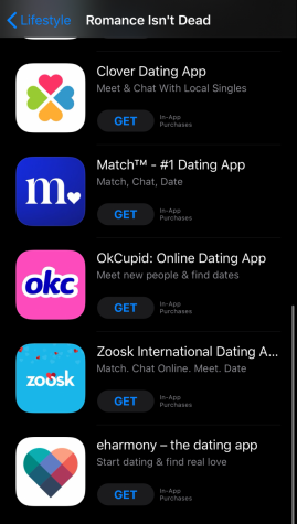 A screenshot of several dating apps that are available in the Apple App Store