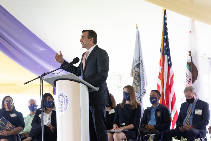 San Jose Mayor Sam Liccardo speaks to the crowd at the centennial celebration at San Jose City College on Sept. 13