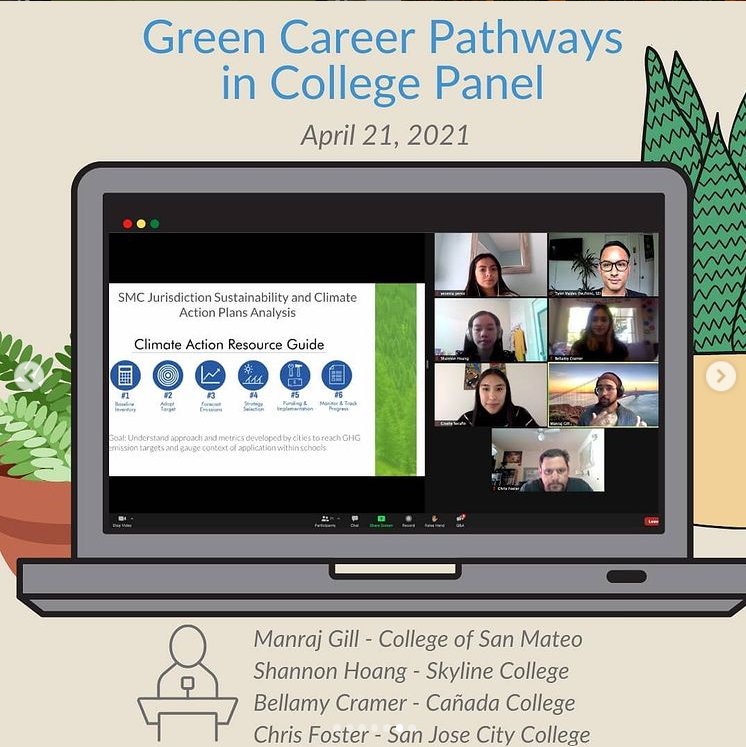 San Jose City College student Chris Foster, an intern, speaks as a panelist for a Green Careers Webinar series for high school students.