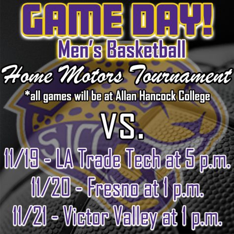 Jaguars mens basketball Home Motors Tournament weekend schedule at Allan Hancock College in Santa Maria, CA from Nov. 19 to Nov. 21.
