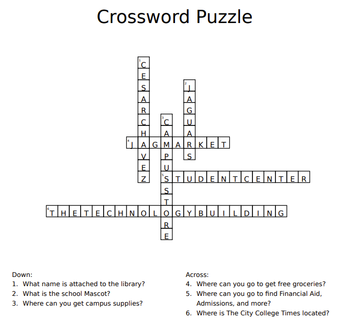 Here are the answers to the crossword in the Feb. 15 edition. Each answer corresponds to the clues listed below.