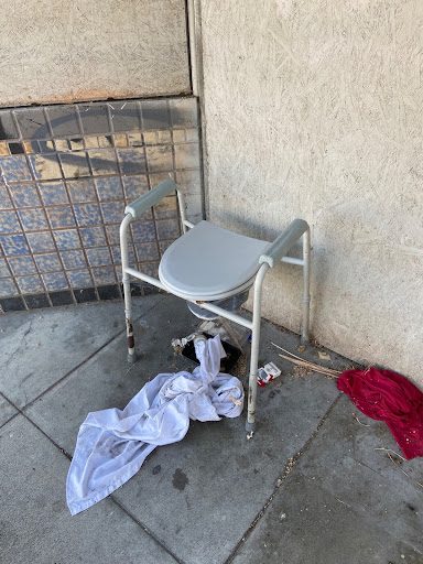 A homeless person's belongings; something SJCC students have to encounter when commuting to and from campus.