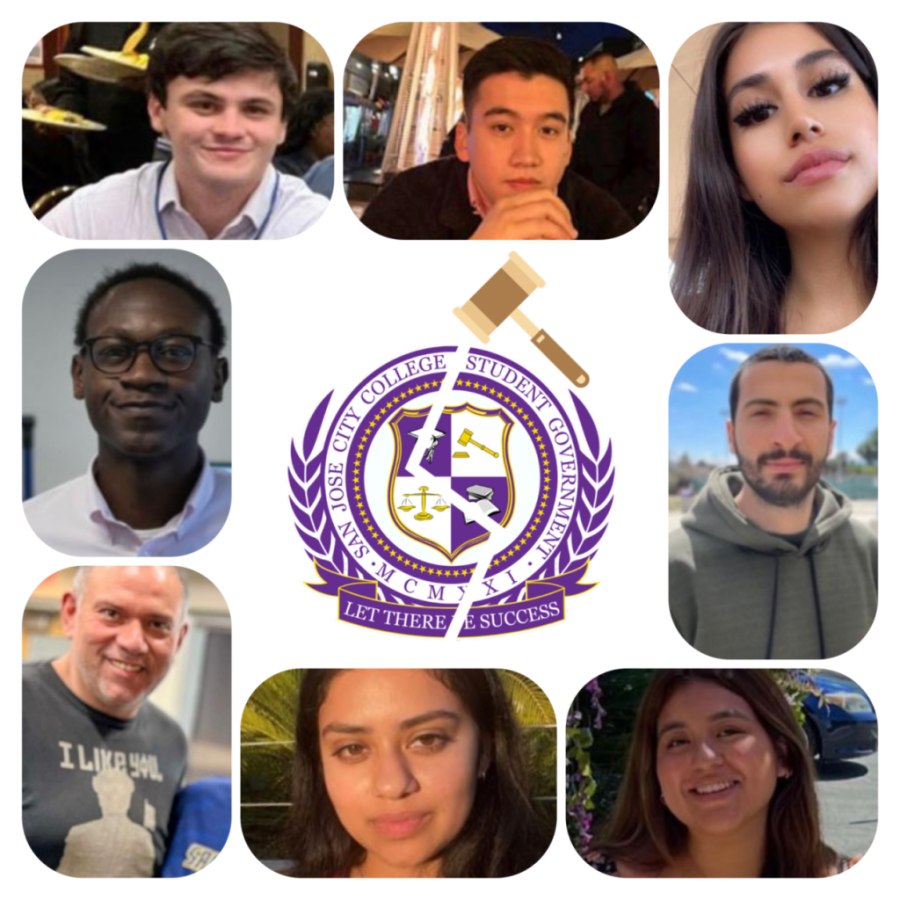 The eight ASG members: Leif Benson (Top Left), Denim Sperisen (Top Middle), Skylar Alikoi Dy (Top Right), Vitumbiko Kambilonje (Middle Left), Mohamad Shaar (Middle Right), Javi Vallejo (Bottom Left), Xitlaly Martinez (Bottom Middle) and Valeria Graciela Herrera Vasquez (Bottom Right) allegedly violated The Brown Act of 1953 twice this semester. ASG has not yet made a public comment addressing their violation. 