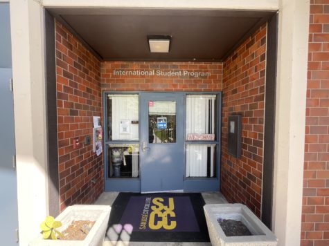 The front door entrance to room GE118, home of the International Student Program