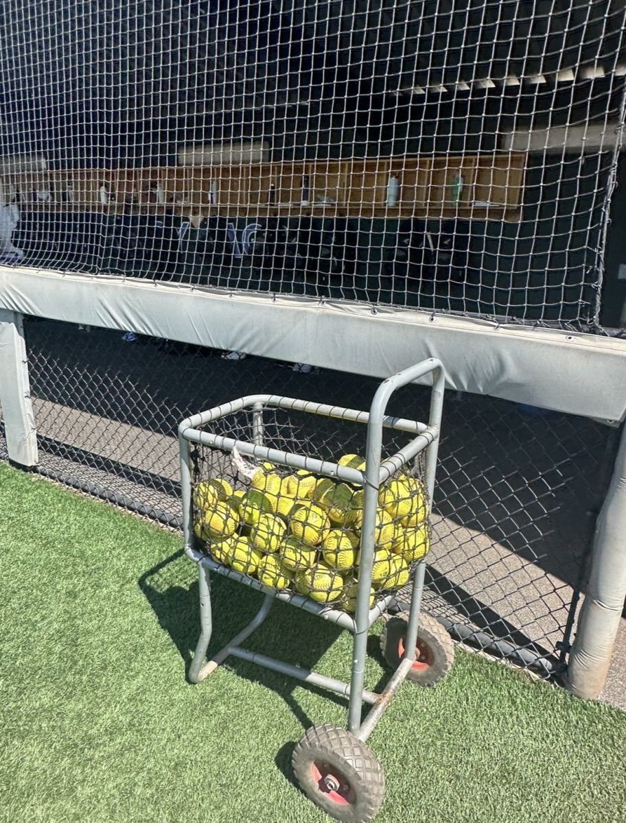 A basket of softballs used for batting practice. San Jose, California, on April 3, 2024. 