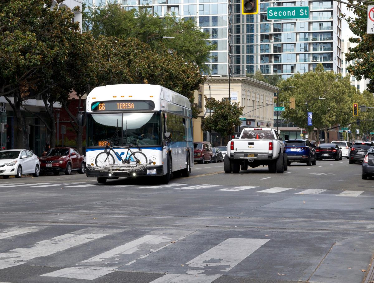 A VTA bus on Santa Clara Street in September 2024.